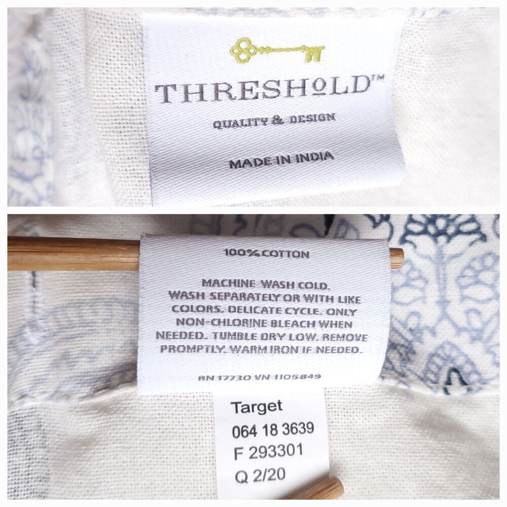 Threshold 100% Cotton Shower Curtain Cream Blue Floral Medallion 71 x 74 Approx - Picture 5 of 7